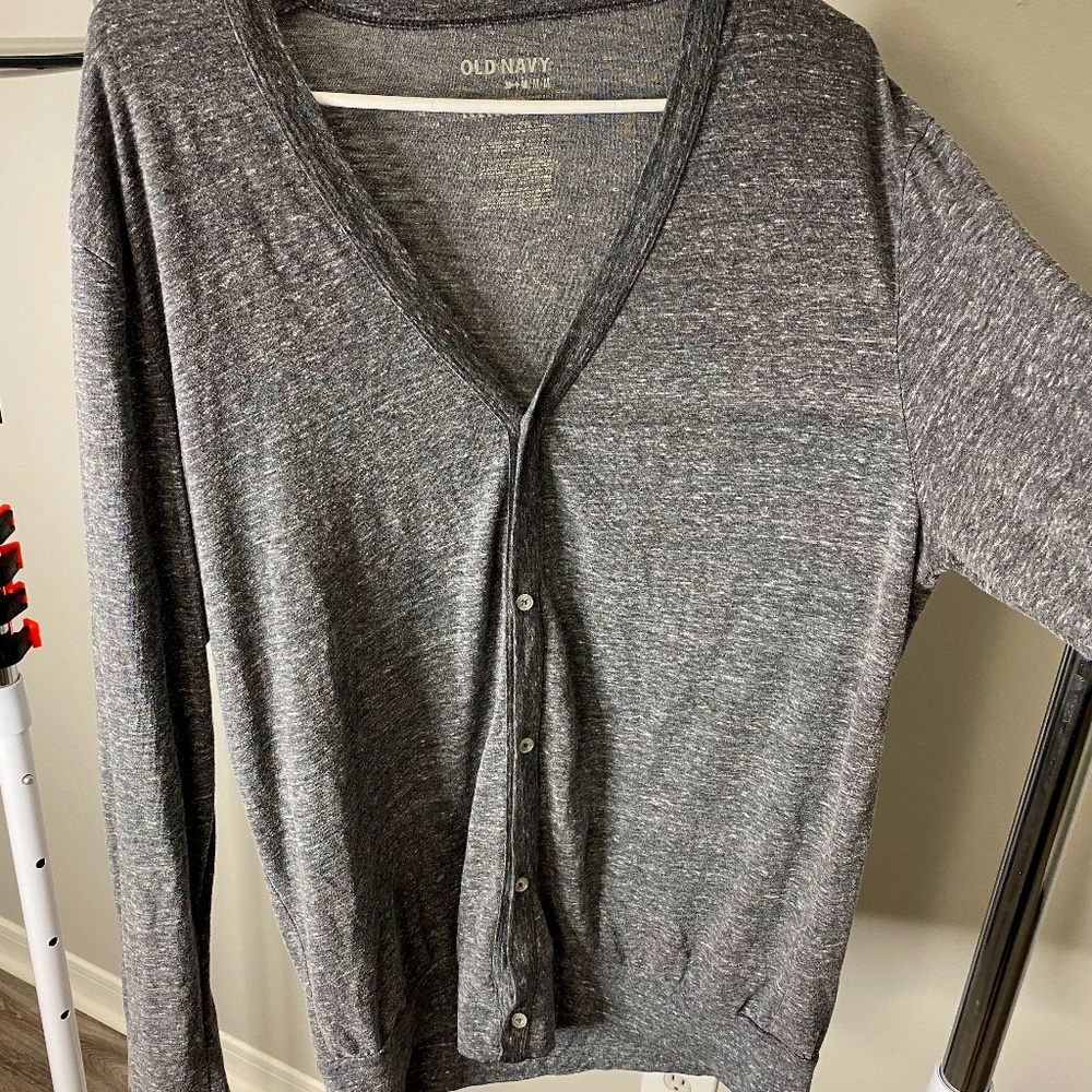 Grey Cardigan, button up, Old Navy, size Medium